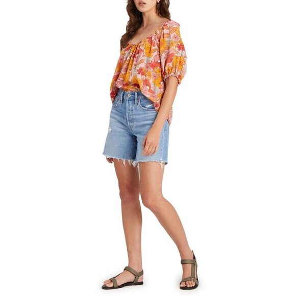 SANCTUARY The House Floral Tie Back Top Desert Bloom Pink Orange XS - Picture 3 of 8